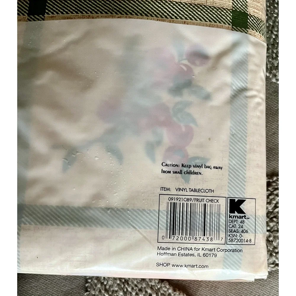 Autumn Fest Vinyl Tablecloth Oblong 52x90 Harvest Pumpkin Fruit Plaid Kmart NEW